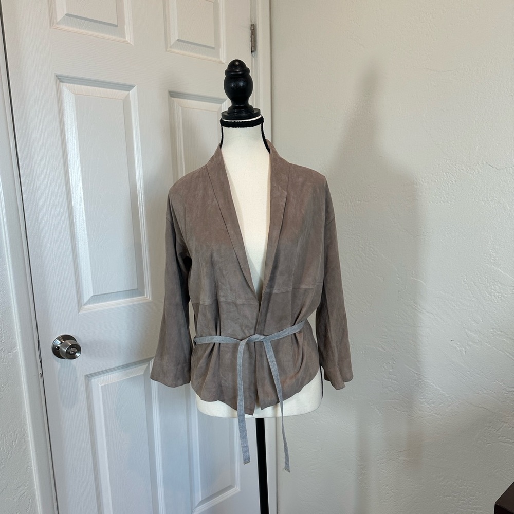 Fabiana Fillipi Women's Taupe Chamois Leather Jacket with Belt